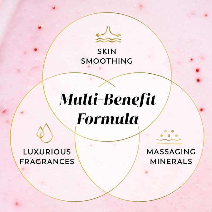 Olay Body Indulgent Mineral Scrub, Skin Exfoliating & Massaging Pearls, Nourishing Soft & Gentle Formula, Renewing BHA, Vitamin B3 Complex, Luxurious Fragrances, Wild Rose & Cherry Creme Scent, 11 oz
