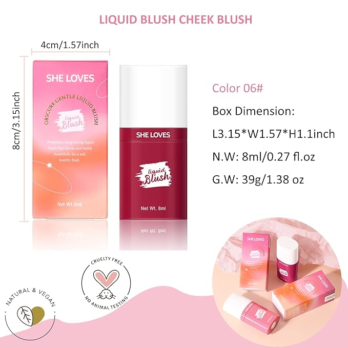 Brown Dark Liquid Blush Makeup, Liquid Blush for Oz (06#)