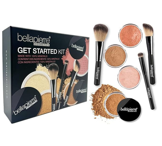 bellapierre Get Started Kit | Includes 2 Mineral Foundations, 1 Blush, & 1 Bronzer | Mineral Makeup Essentials | Non-Toxic and Paraben Free | Oil and Cruelty Free | Long Lasting Formulas – Deep