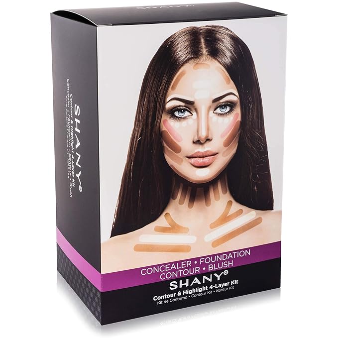 SHANY 4-Layer Contour and Highlight Makeup Kit - Set of Concealer Palette, Color Corrector, Makeup Foundation Palette, Contour Highlight, and Blush Palettes Sets