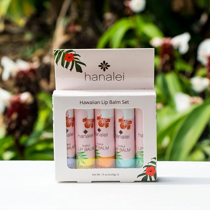 Hanalei Mint Lip Balm and Moisturizer - Natural Kukui Oil, Beeswax Lip Moisturizer - Hydrates, Soothes Dry, Chapped Lips - Made in USA - Island Mint Flavor