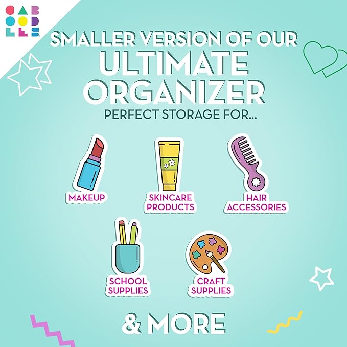 Caboodles Pretty in Petite Makeup Box, Hard Plastic Organizer Box, 2 Swivel Trays, Fashion Mirror, Secure Latch for Safe Travel