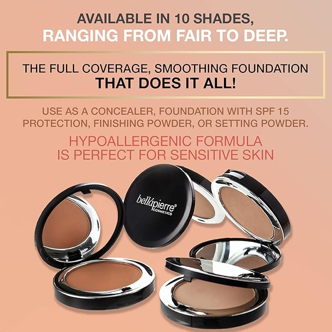 bellapierre Compact Mineral Foundation SPF 15 | Vegan - Nutmeg 35 Oz