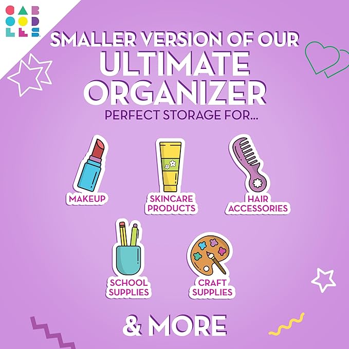 Caboodles Pretty in Petite Makeup Box, Hard Plastic Organizer Box, 2 Swivel Trays, Fashion Mirror, Secure Latch for Safe Travel