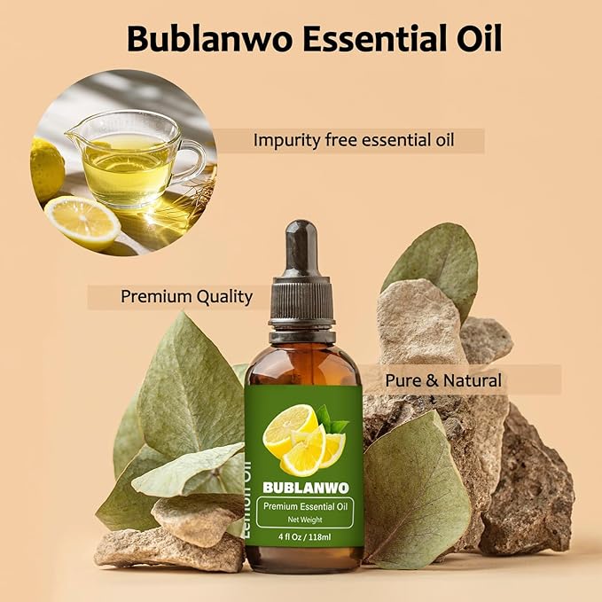 Lemon Essential Oil for Hair Scalp Massage 100% Pure and Natural Massage Aromatherapy 4 Fl Oz 118ML