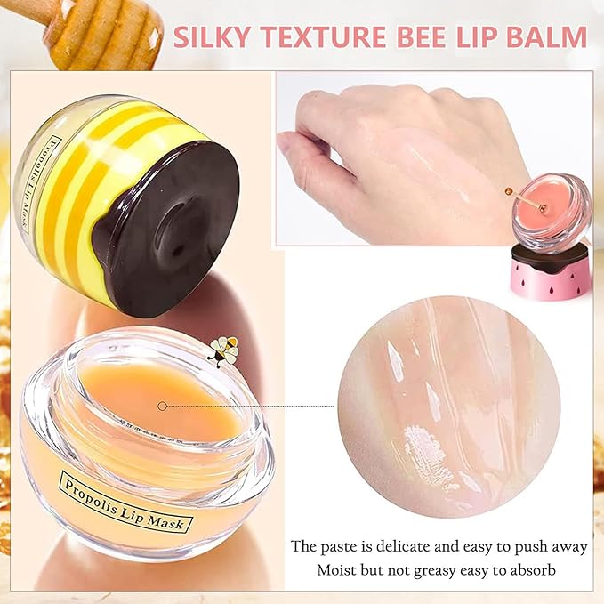 Bee Lip Balm Honey Pot,1Pcs Watermelon (Watermelon)