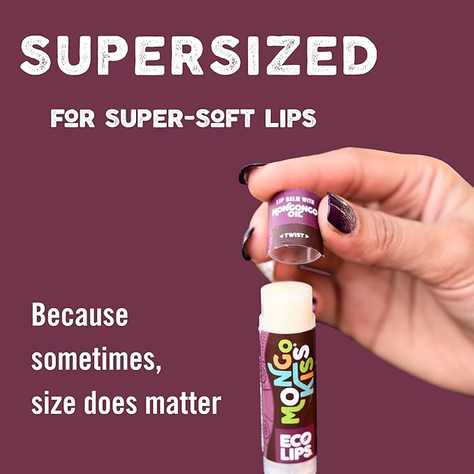 Eco Lips Mongo Kiss Organic Lip Balm 7 Pack - Blood Orange, Black Cherry, Pomegranate, Vanilla Honey, Peppermint, Strawberry Lavender, Yumberry | Mongongo Oil to Soothe & Moisturize Dry, Cracked Lips
