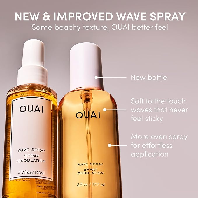 OUAI Wave Spray - Texture Spray for Hair with Coconut Oil & Rice Protein - Adds Texture, Volume & Shine for Beach Waves - Paraben Free, Safe for Color & Keratin-Treated Hair (6 fl oz)