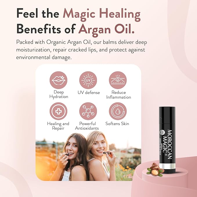 Moroccan Magic Organic Lip Balm & SPF15: 11 Piece Variety Pack Gift Set | Organic Argan and Essential Oils | Smooth | Natural | Non-Toxic | Cruelty Free | 11 Pack