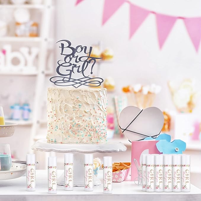 Dunzy 50 Pcs Thank You Gift Lip Balm Bulk Baby Shower Party Favors Bridal Shower Favor Lip Care with Assorted Fruit Flavors Thank You Lipstick for Guest Basket Gift Stuffer (Floral)