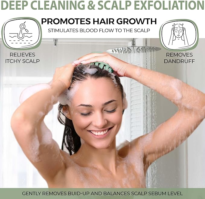 Fiora Naturals Scalp Massager Shampoo Brush - Silicon Scrubber & Exfoliator for Dandruff Removal and Hair Growth, Brush for Wet & Dry Hair, for Men, Women, Kids - BPA Free