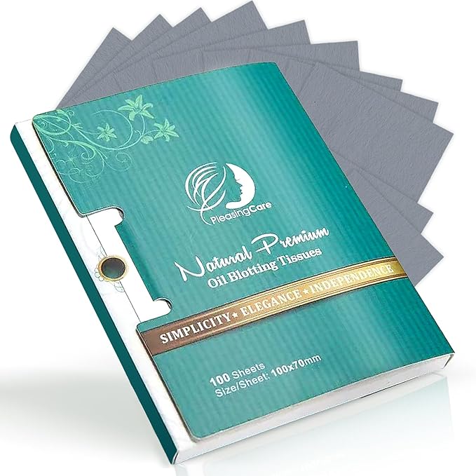 Premium Facial Oil Blotting Paper, 200 Counts - Natural Bamboo Charcoal Face Blotting Sheets, Easy Take Out Design - Top Handy Oil Absorbing Tissues - Oily Skin Care or Make Up Must Have!