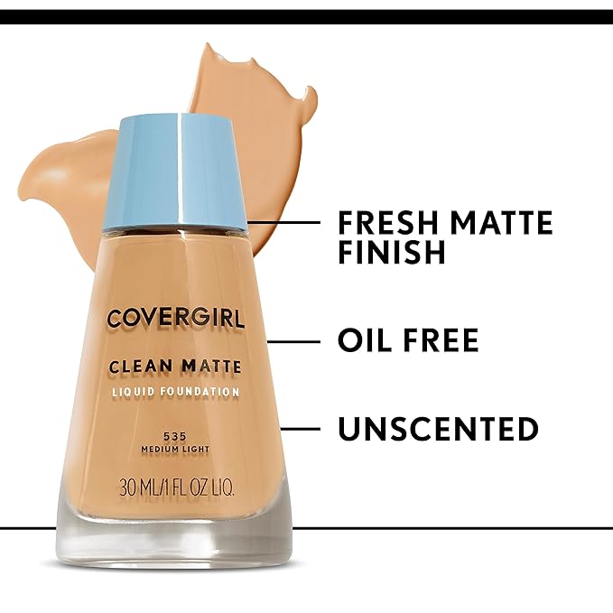 COVERGIRL Clean Matte Liquid Foundation Classic Ivory, , Cruelty Free 1 oz