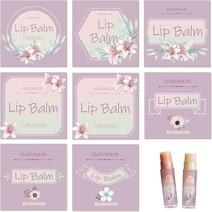 CRASPIRE Lip Balm Labels 80pcs Homemade Purple）