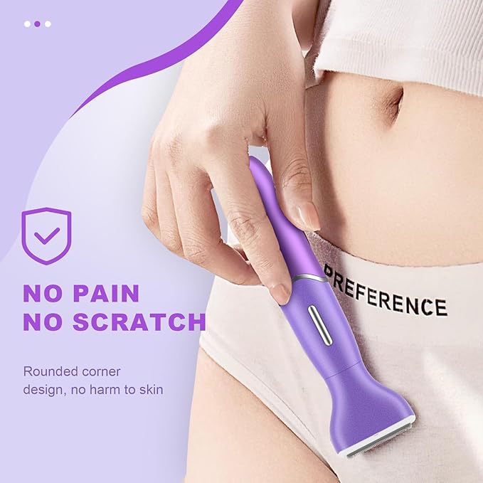 Bikini Trimmer for Women, 3 in 1 Painless Electric Razors for Women, Replaceable Lady Facial Razor & Eyebrow Trimmer, Rechargeable Women's Grooming Kit