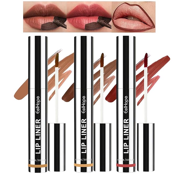 3Pcs Removable Lip Liner Set,Pencil-Peel Off Lip Liner Tattoo,Long Lasting Peel Off Lip Stain Matte Waterproof Lip Pencil for Womem