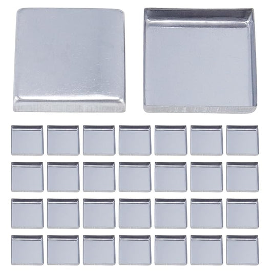 Pack of 30 Empty Square Metal Pans 26mm Eyeshadow Palette Pans Replacement for Magnets Makeup Palettes (3mm Height)
