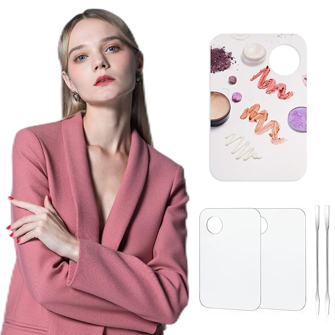 2PCS Acrylic Cosmetic Palette with 2PCS Spatula Tool,Makeup