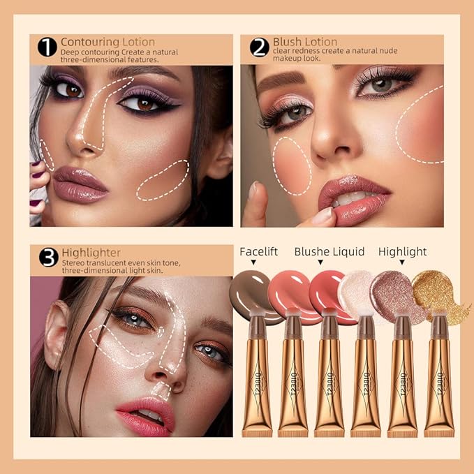 MEICOLY Liquid Highlighter Beauty Wand,Highlight Stick with Cushion Applicator,Lightweight Super Silky Cream Face Illuminator Highlight Make up,04 Pearl White