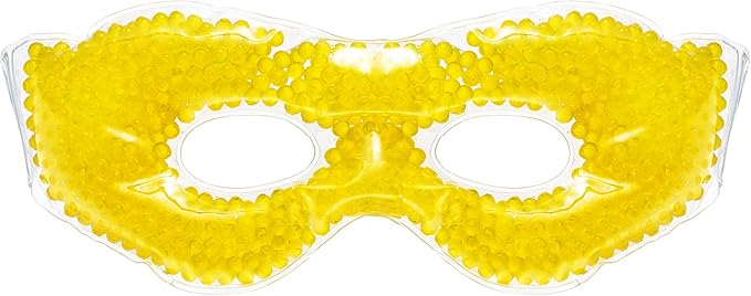 Gel Eye Mask, Yellow - Cold Compress Ice Pack with Gel Beads - Microwave Safe for Heat Therapy - Great for Puffy Eyes, Dark Circles, Dry Eyes, Soothing Headaches