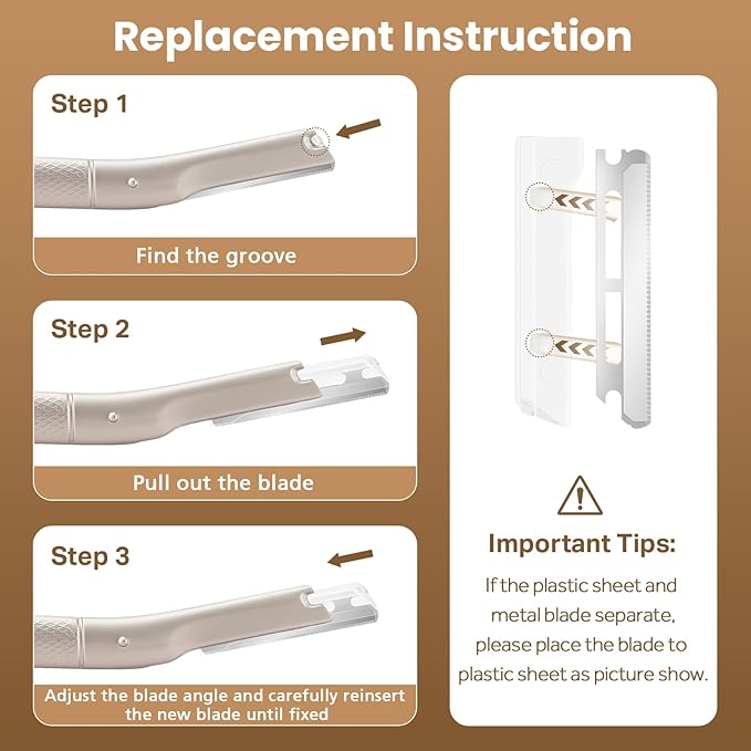 Eyebrow Razor Dermaplaning Tool with 10 Blade Refills Exfoliating Face Razors for Women Facial Razor for Peach Fuzz and Eyebrow Hair Removal