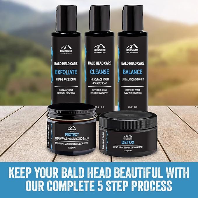 Mountaineer Brand Bald Head Care For Men | Protect Moisturizing and Post-Shave Healing Balm | Non-Greasy Scalp and Face Matte Moisturizer Lotion | Natural Botanical Blend | 2 pack 2oz