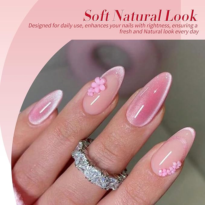 Born Pretty Gel Nail Polish Pink Nude Series,Jelly Transparent,Cat Magnetic Eye,Shimmer Glitter Holographic Pink Nude Gel Polish Kit for Salon Manicure and Nail Art DIY at Home 6Colors