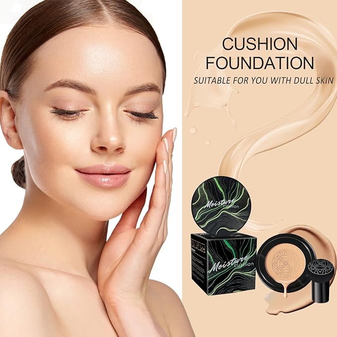Mushroom Head Air Cushion CC Cream BB Cream Makeup Foundation Moisturizing Concealer Long Lasting Full Coverage Waterproof Foundation Makeup Even Skin Tone Makeup Base Primer (Buff Beige)