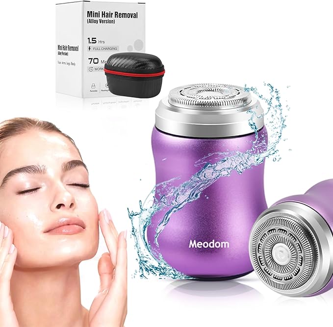 Facial Hair Removal for Women, Painless Womens Epilator Hair Remover with Waterproof USB Rechargeable, Cordless Electric Razor/Shaver for Bikini,Upper Lip,Arm,Legs,Peach Fuzz (Purple)