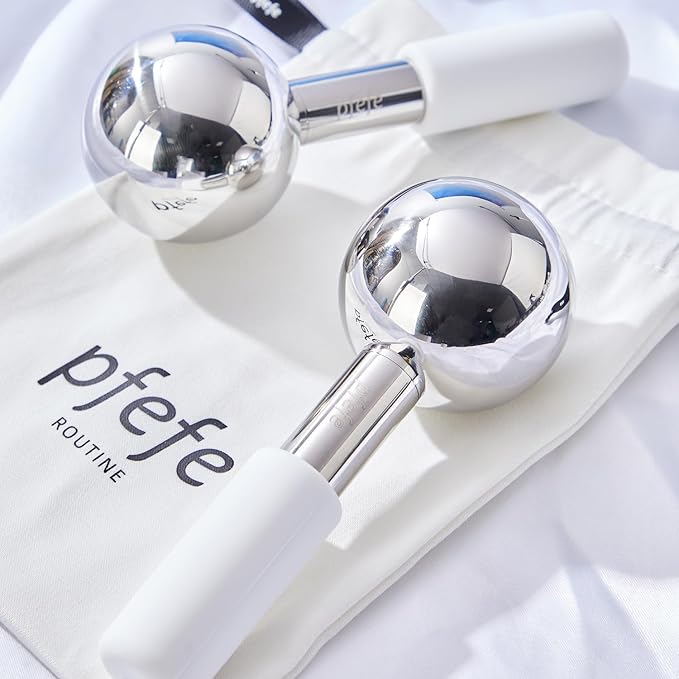 360 Rotating Ice Globes for Face & Eyes, Unbreakable Stainless Steel Cryo Sticks for Beauty Routines, Facials Cold Roller Colling Globes for Puffiness, Wrinkles, Dark Circles, Headaches