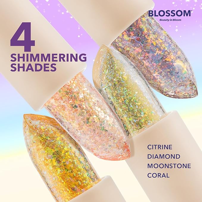 Blossom pH Adjusting Shimmering Lip Balm Moisturizing Glitter Sparkle Lip Balm, 0.12oz./3.5g, Citrine