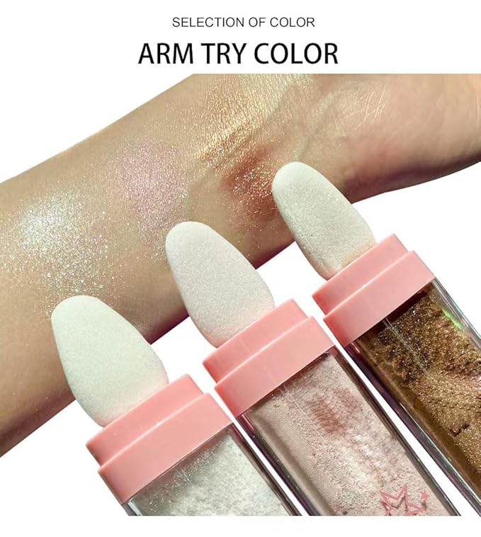 3 Color Glitter Powder Highlighter Makeup, Body Brightens Patting Powder.