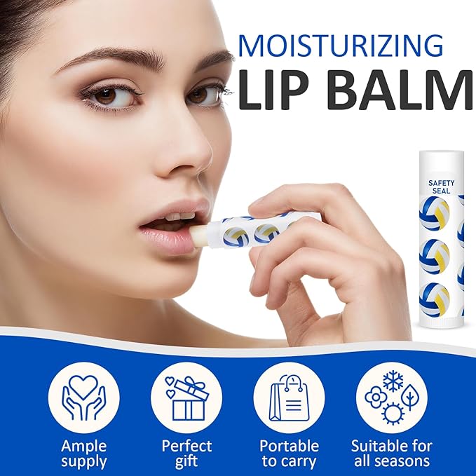 DMSKY 60 Pcs Volleyball Lip Balm Bulk, Volleyball Party Favors for Team Volleyball Gifts for Players Teen Girls Boys Sports Party Supplies