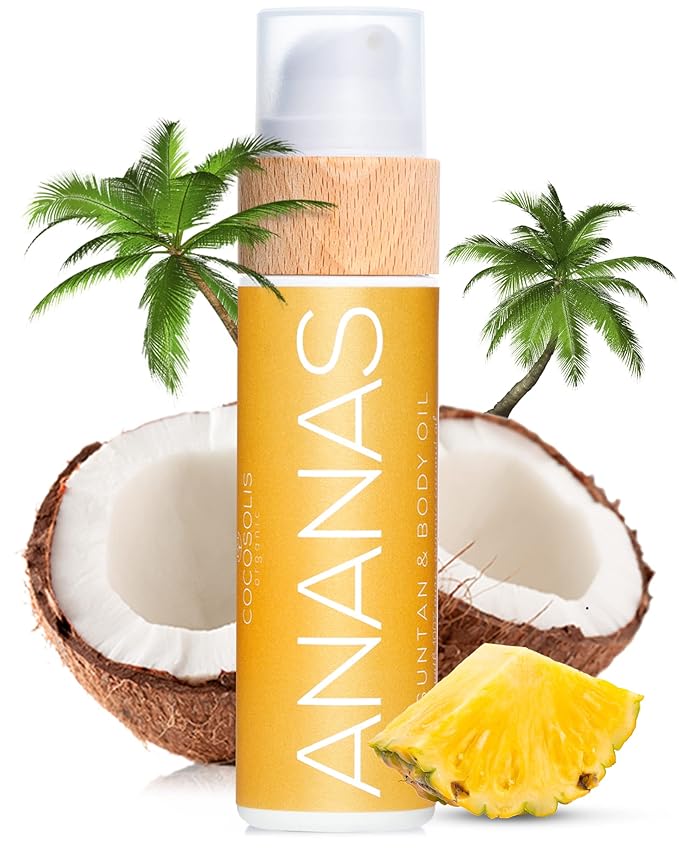 COCOSOLIS ANANAS tanning accelerator - organic tanning oil with vitamin E & pineapple scent for a quick, intensive tan - tanning enhancer for a rich chocolate tan - nourishing body lotion (7.04)