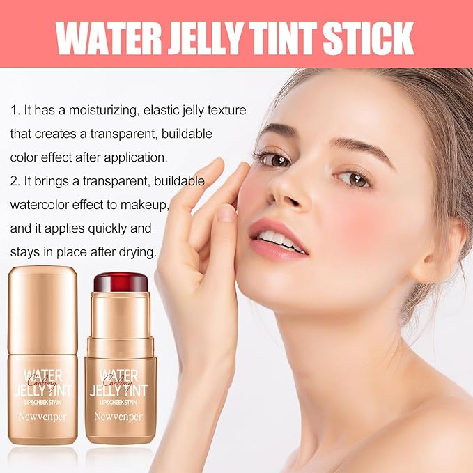 2PCS Jelly Blush Stick, Multi-Purpose Lip & Cheek