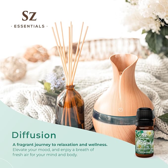 Jasmine Absolute Essential Oil – 100% Pure & Undiluted – 4 Jasminum Species – Divine Floral & Exotic Scent! – Aromatherapy & Natural Perfumery - Therapeutic Grade & Vegan – 0.17oz (5mL)