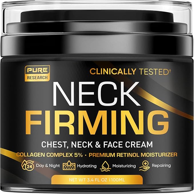 Neck Firming Cream - Anti Wrinkle Cream - Saggy Neck Tightener & Double Chin Reducer Cream - Collagen & Retinol Skin Tightening Cream - Anti Aging Moisturizer for Neck & Décolleté 3.4oz