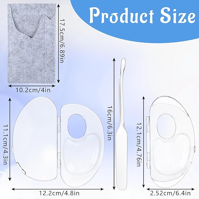 ASTER Clear Makeup Mixing Palette, Hand-Held Makeup Palette Tray for Liquid Foundation, Nail Art Manicure Palette with Mixing Shovel, Acrylic Palette Pigment Palette for Makeup Artist and Beginner