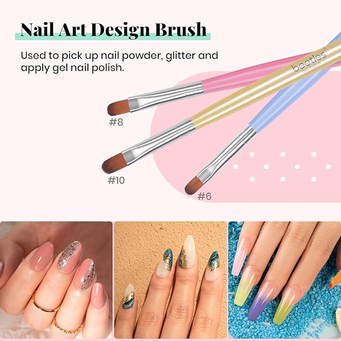 Beetles Gel Nail Brush, 7Pcs Nail Art Brushes, Nail Art Tips Nail Brushes for Nail Art Nail Painting Brush Pen Set for Home and Salon Use Decoration