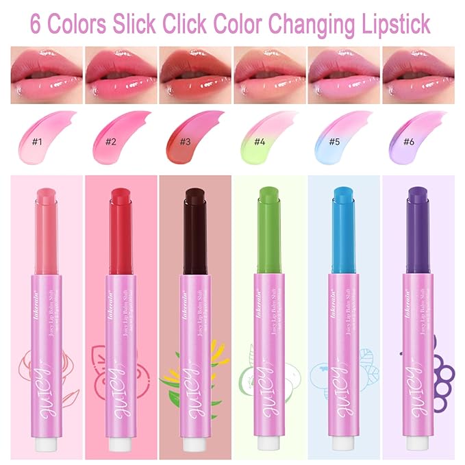 Plumping Melting Lip Gloss, Click Jelly Color Changing Lipstick Lasting Tint Hydrate & Nourish, High-Shine for Plumper Lips, Glossier Lip Balm Natural Glossy Lip Gloss Tinted Lip Balm(#6 Grape)