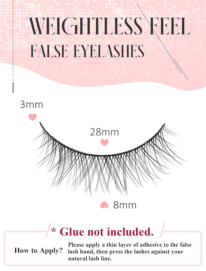 Natural Lashes Natural Eyelashes Short Eyelashes Natural Look False Eyelashes Wispy Eye Lashes Small Lashes Fake Lashes K33