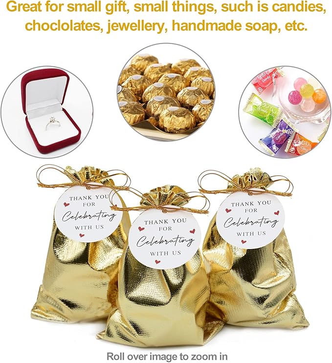 Pack of 100 4"x 6" Heavy Duty Gold Drawstring Organza Jewelry Pouches Wedding Party Christmas Favor Gift Candy Chocolate Bags