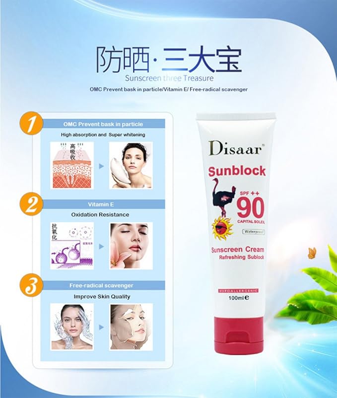 Sunscreen Cream Refreshing Sunblock SPF90++ Protection Waterproof 100ml