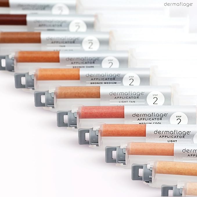 Dermaflage Scar Filler Kit - Bronze Medium - Deep Scar Cover and Waterproof Concealer for Acne Scars Wrinkles, and Ice Pick Scars Makeup, 1 mo supply