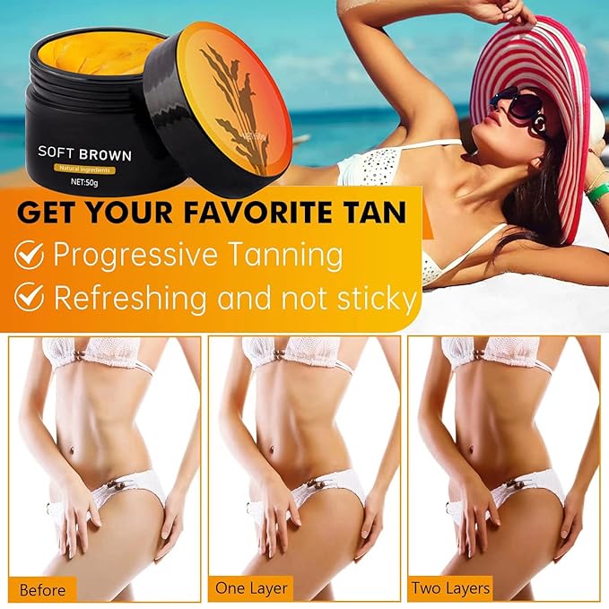 2PCS Eelhoe Tanning Gel, Eelhoe Soft Brown Intensive Tanning Gel Tanning Cream for Outdoor Sun, Achieve Natural Tan Skin