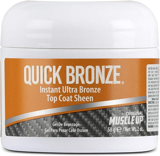 Pro Tan, Quick Bronze, Top Coat Sheen, Dark Brown Posing Gel, Instant Color, Streak Free, Dries Quickly, Water Resistant, 2 oz.