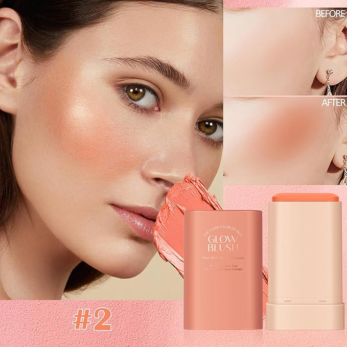 DAGEDA Cream Blush For Cheeks, 2-in-1 Face Blush Makeup (Coral)