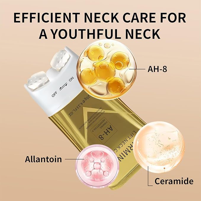 AH-8 Firming Neck Cream with Roller, Tightening & Lifting Cream for Sagging Skin, Contains Hexapeptide, Moisturizing for Face & Body Skin Tightening Cream