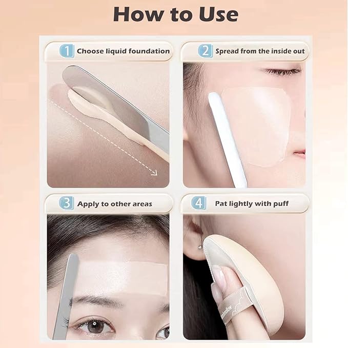 Picasso Makeup Spatula and Palette Set, Korean Makeup Spatula with Leather Cover, Stainless Steel Makeup Palette with Scraper Tool, Metal Foundation Palette for Cosmetic Pigment Blending（SS）