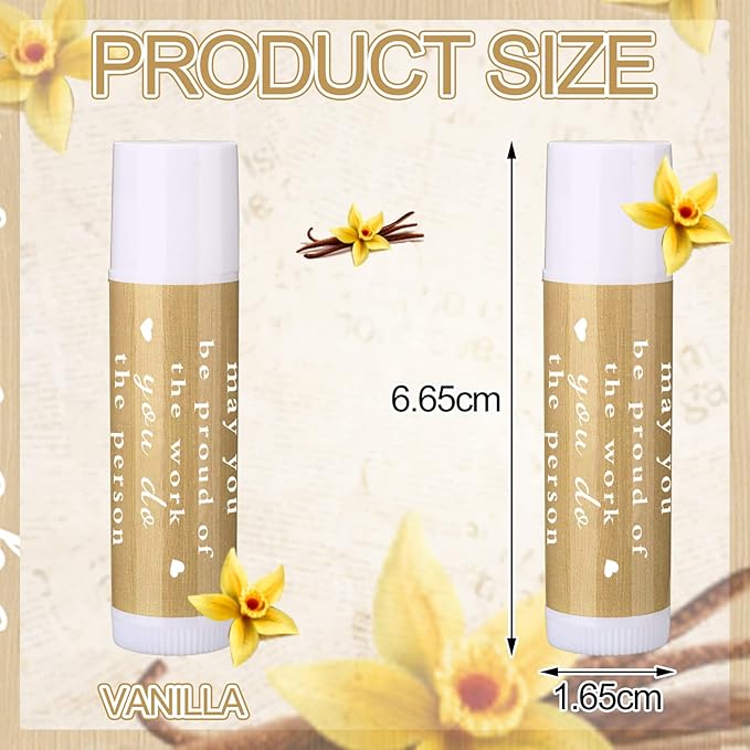 Demissle Thank You Gifts for Coworker Lip Balm Bulk Set Inspirational Appreciation Gifts Leaving Farewell Gifts Vanilla Ingredients Lips Care Products for Friends Teacher Worker Employee (48 Pcs)